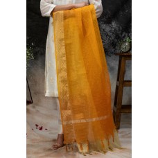 Handwoven Organza Checks Shaded Dupatta with Zari Border