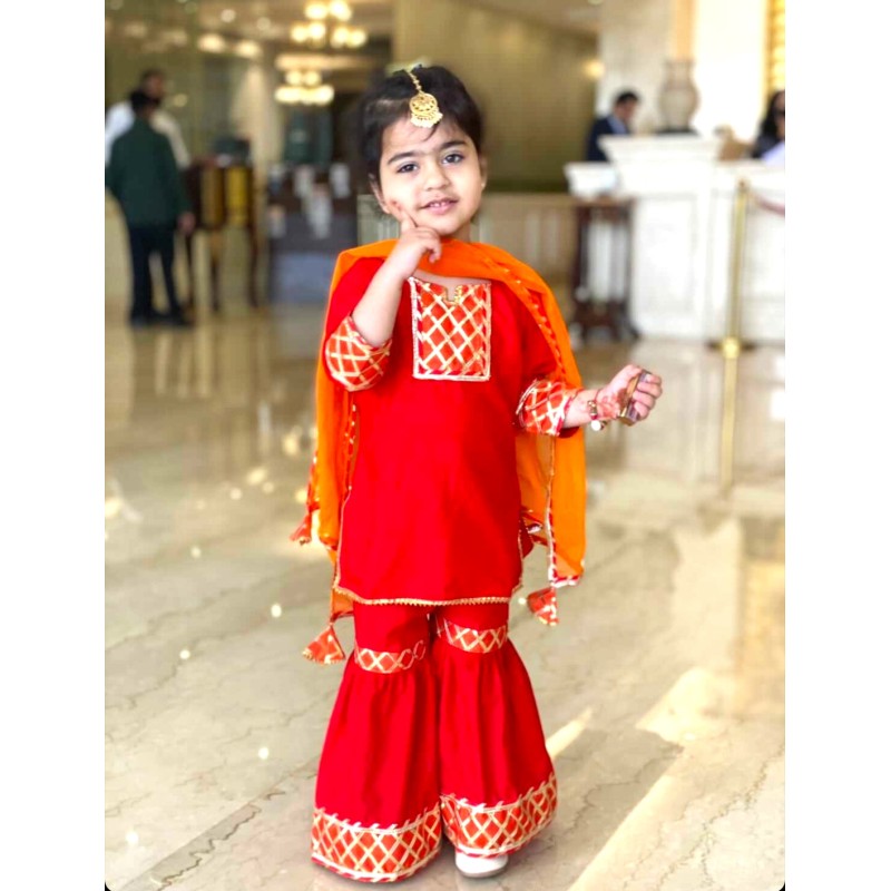 Red Sharara Set
