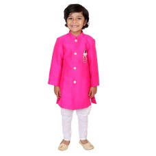 Pink hand embroidered pearl and stone work sherwani set