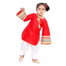 Red Bell Sleeved Kurta with Salwar