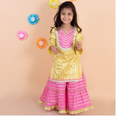 Yellow and Baby Pink Sharara Set