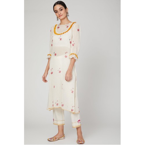 White Lotus printed kurta pants set