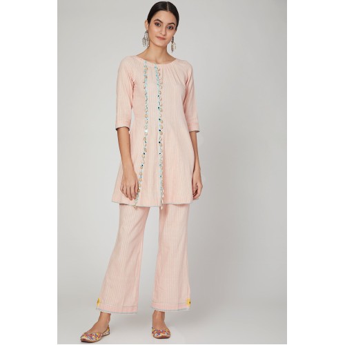 Pink sunset short kurta set