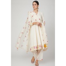 White lotus anarkali kurta pants set