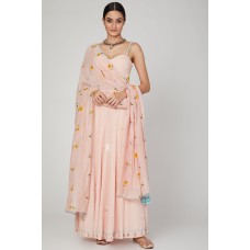 Pink Sunset skirt, top & dupatta set