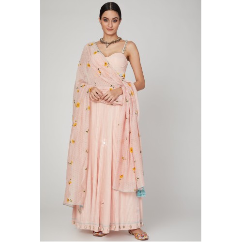 Pink Sunset skirt, top & dupatta set