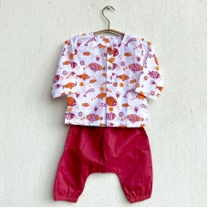 Organic Cotton Koi Red Bag - Kurta and Pyjama Pants Set