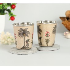 Chevron Palms Small Steel Tumbler (Set of 2)