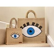 Large Evil Eye Jute bag 