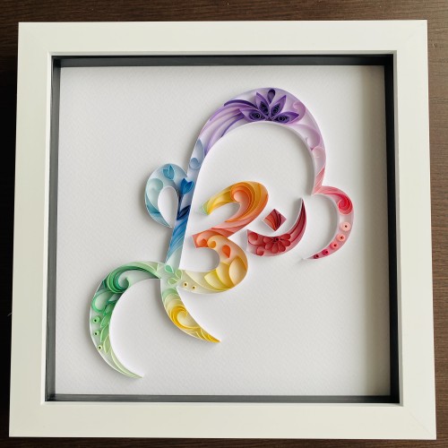 Rainbow Aum (Om) and Ik Onkar Combined Quilling Art