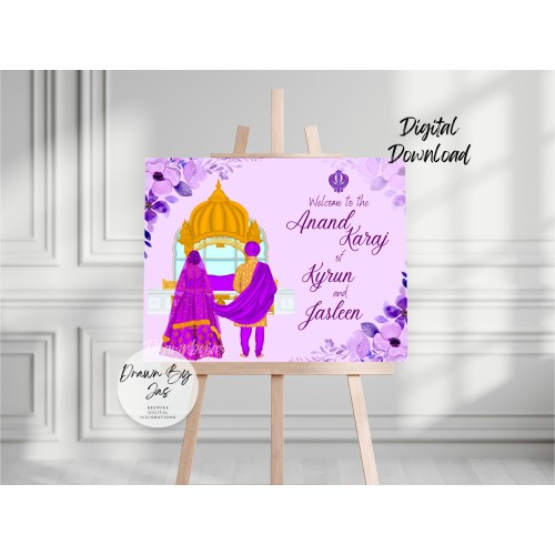 Anand Karaj Sign, Sikh Wedding Welcome Sign, Punjabi Wedding Welcome Sign, Anand Karaj Welcome Sign