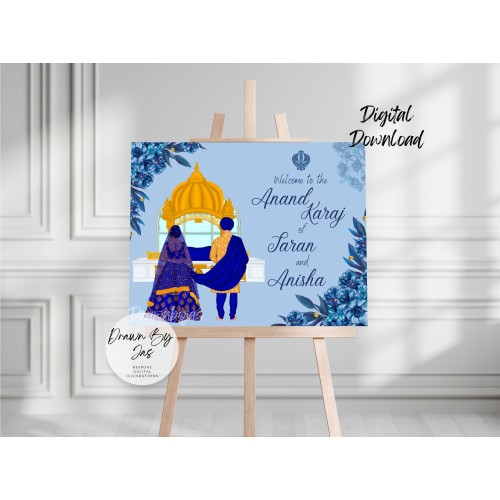 Anand Karaj Sign, Sikh Wedding Welcome Sign, Punjabi Wedding Welcome Sign, Anand Karaj Welcome Sign