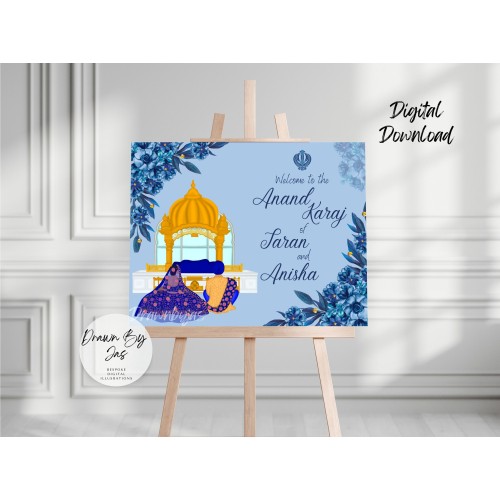 Anand Karaj Sign, Sikh Wedding Welcome Sign, Punjabi Wedding Welcome Sign, Anand Karaj Welcome Sign