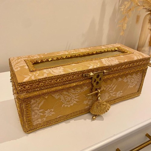 Gold Velvet & Lace Choora Box