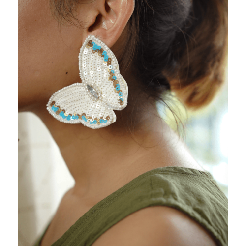 Butterfly Blues handcrafted fabric earrings