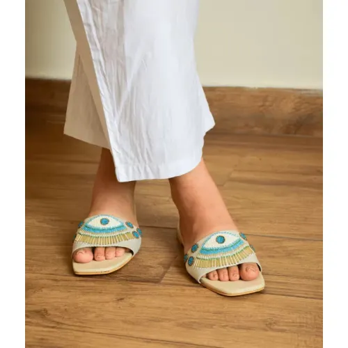 Evil Eye slider sandals