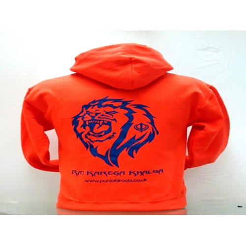 Lion Khanda Sikh Hoodie Orange