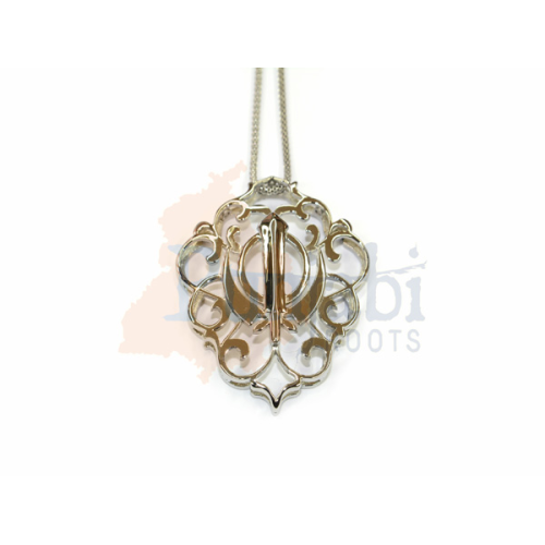 Khanda Shield Necklace - Large (silver colour)