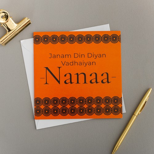 Janam Din Diyan Vadhaiyan Nanaa - Grandfather Birthday Card