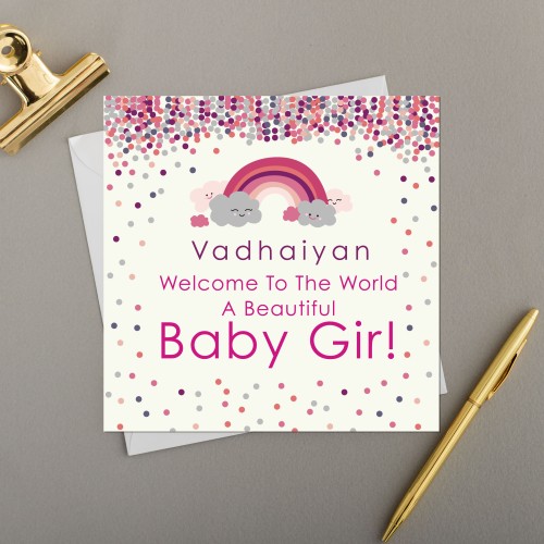 Vadhaiyan Welcome To The World a Beautiful Baby Girl - New Born Card