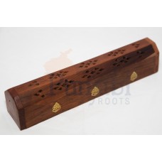 Incense Stick & Cone Carved Wooden Holder With Ganesh Pattern