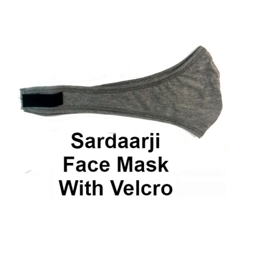 Face Mask For Turban With Velcro - Grey