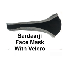 Face Mask For Turban With Velcro - Grey & Black