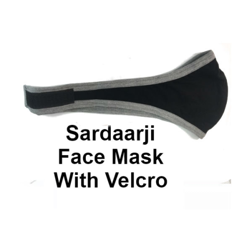 Face Mask For Turban With Velcro - Grey & Black