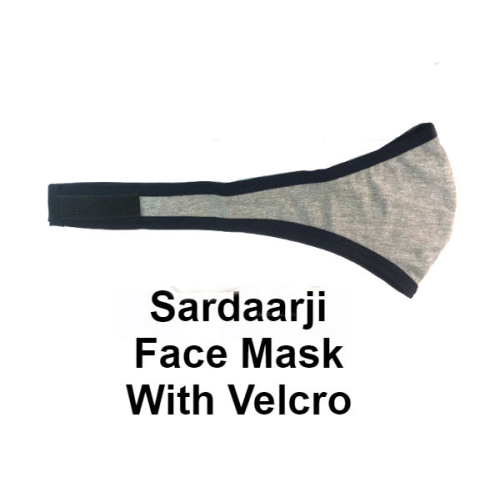 Face Mask For Turban With Velcro - Grey & Navy Blue