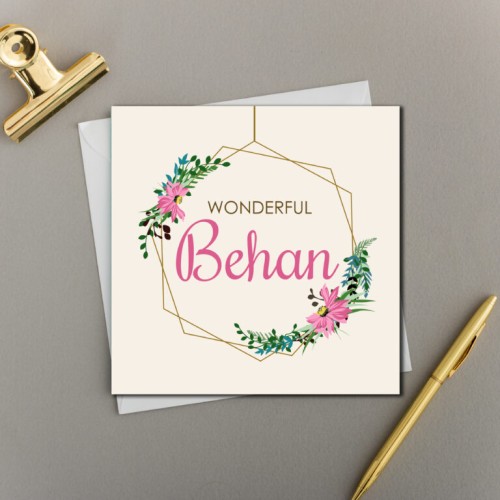 Wonderful Behan - Bright Floral Hexagon - Sister Card