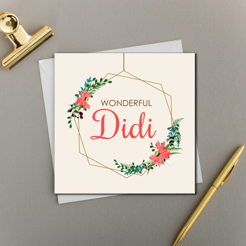 Wonderful Didi - Bright Floral Hexagon - Sister Card