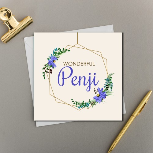 Wonderful Penji - Bright Floral Hexagon - Sister Card