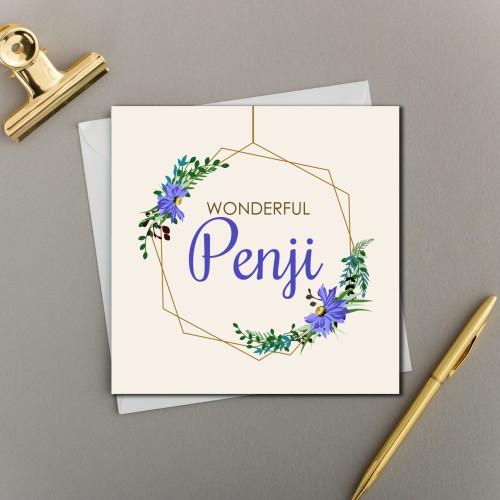 Wonderful Penji - Bright Floral Hexagon - Sister Card