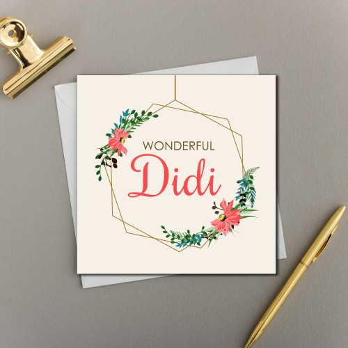 Wonderful Dadi - Bright Floral Hexagon - Grand Mum Card