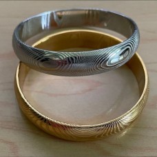 Medium Weight Stainless Damascus Steel and Gold Tone Karas