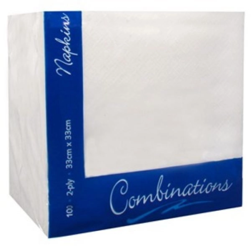 Combinations Premium Napkins White 33cm Pack of 100
