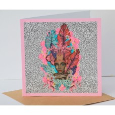 Amazonian Black Queen Flower Crown Msdre Greetings Card 15cm Square. Printed in the UK