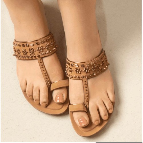 Latte Kolhapuri Sandals