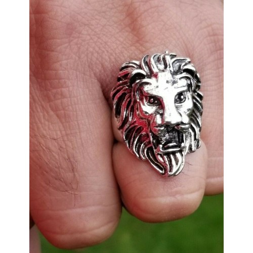 Punjabi lion steel ring silver colour hindu sikh evil eye protection mundri bb4