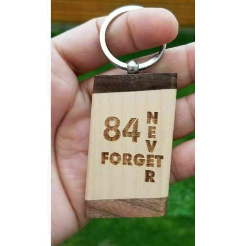 Sikh punjabi word never forget 1984 singh kaur khalsa wood key chain key ring nn