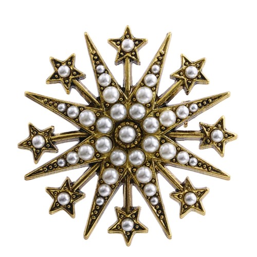 Celebrity star brooch pin stunning vintage look designer gold plated broach i27