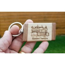 Sikh punjabi word golden temple photo singh kaur khalsa wood key chain key ring