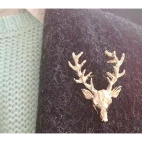 Unisex animal christmas xmas popular cute gold deer antlers head pin brooche b3