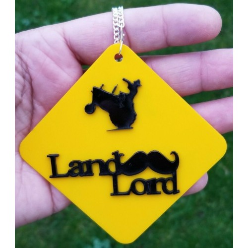 Acrylic yellow tractor landlord moustache punjabi farmer pendant car rear mirror