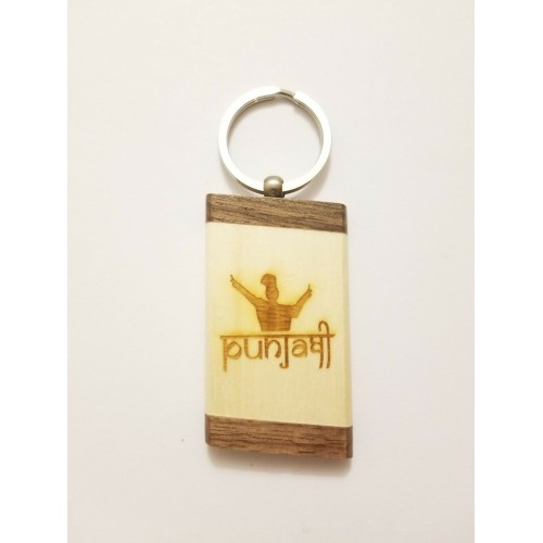 Sikh punjabi word wooden bhangra singh kaur khalsa bebe key chain key ring gift