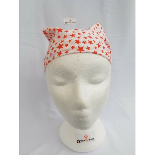 Sikh hindu muslim orange stars bandana head wrap gear rumal handkerchief gift