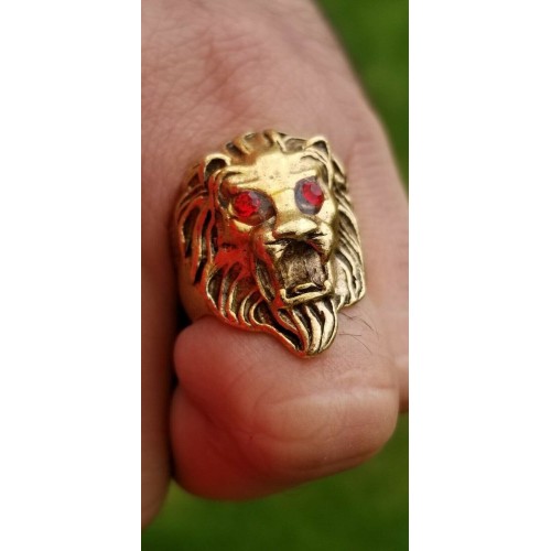 Punjabi lion brass ring golden colour sikh hindu sikh evil eye protection bb2