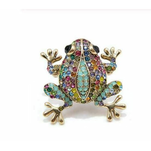 Vintage look gold plated stunning frog brooch suit coat broach collar pin b63