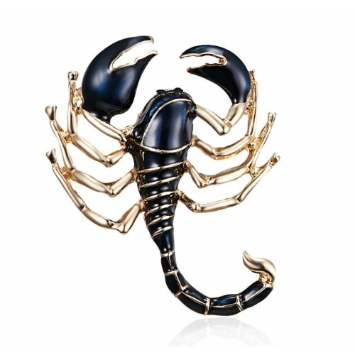Stunning gold plated vintage look classic scorpion christmas brooch cake pin n4