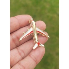 Aeroplane brooch vintage look queen pilot broach gold plated crew pin k39 new